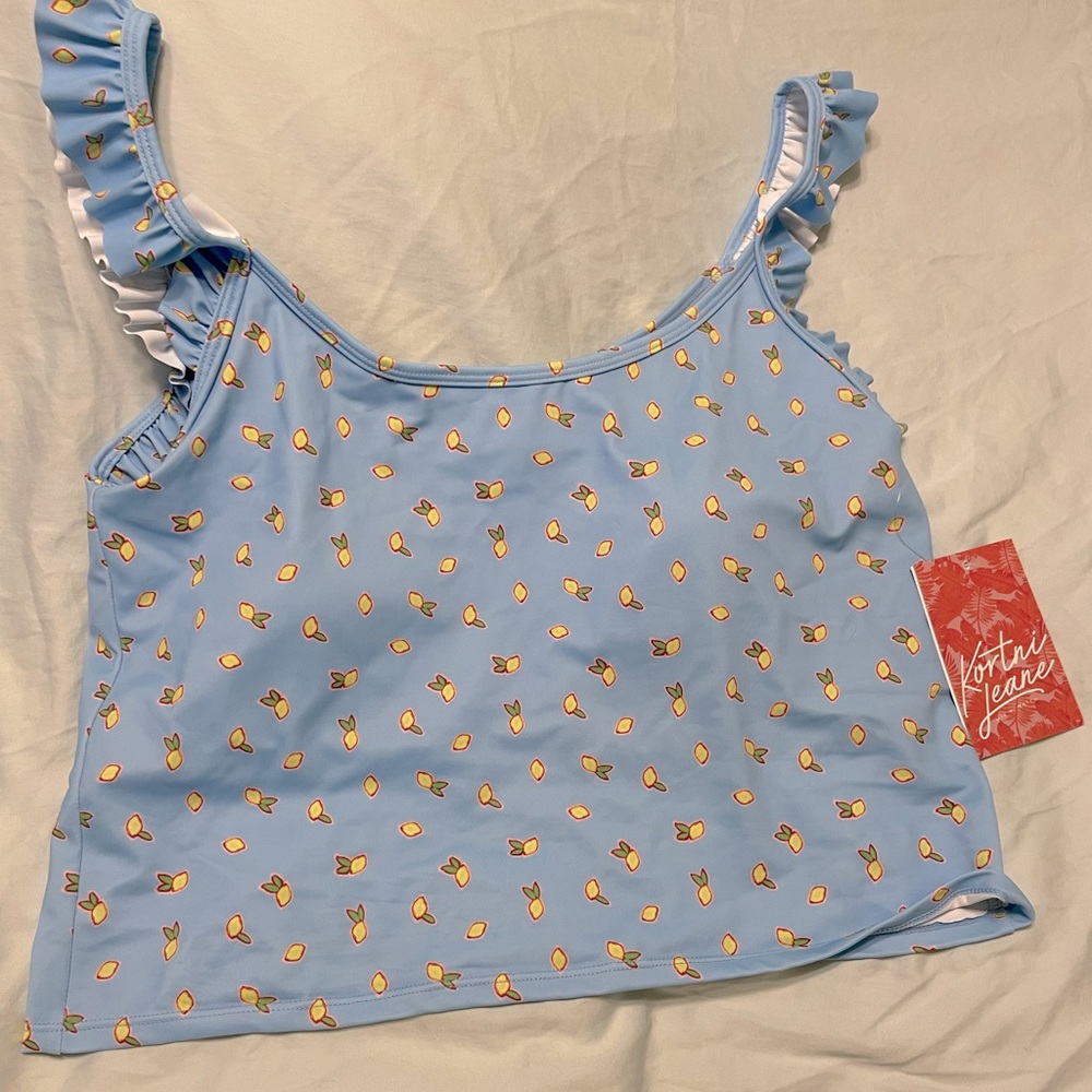 Kortni Jean Lemon print swim top NWT